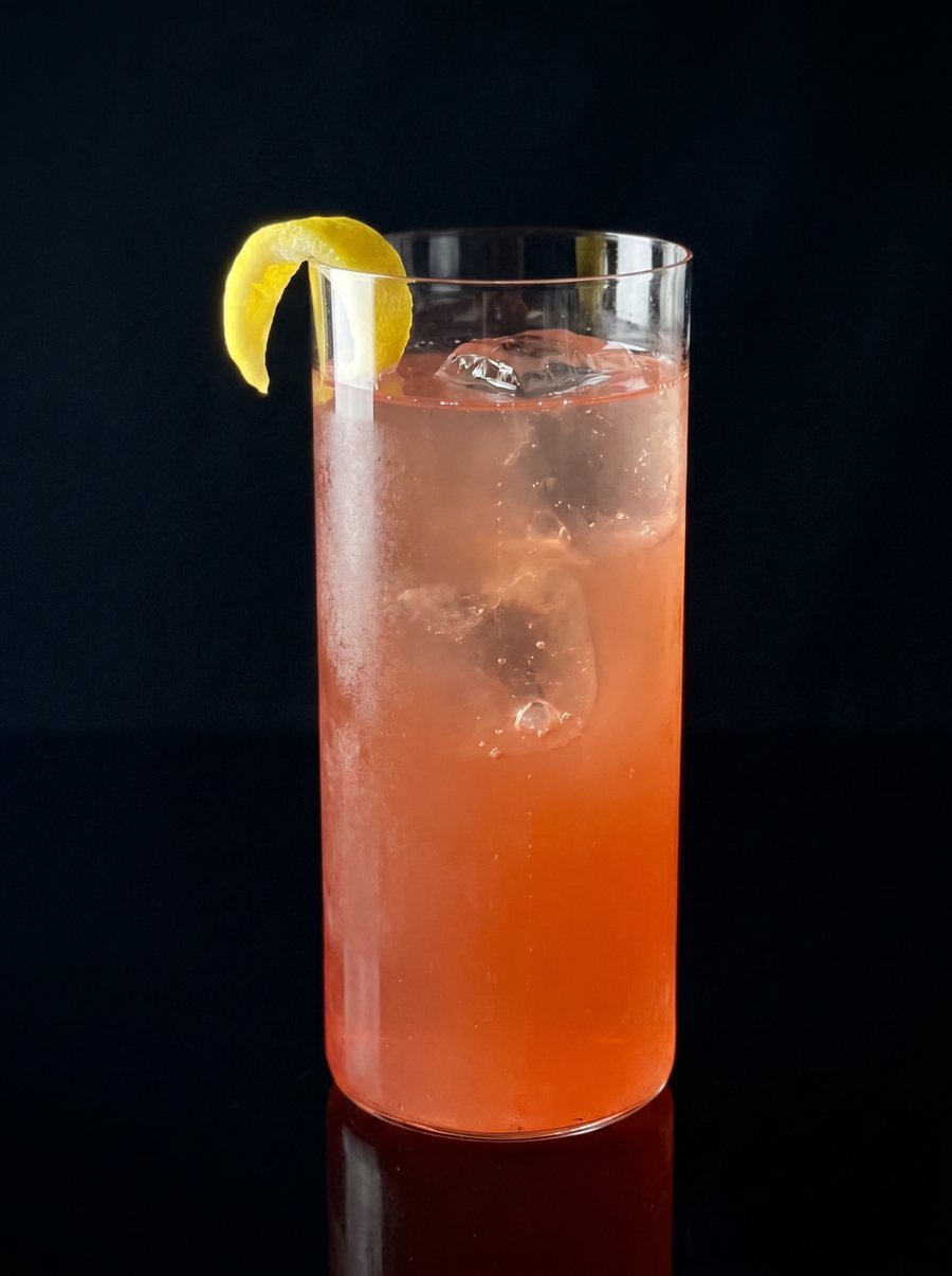 The sip — a signature cocktail, full-size ingredients included